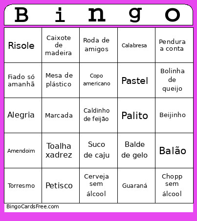 Feijuca Bingo Card