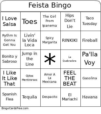 Feista Bingo Card