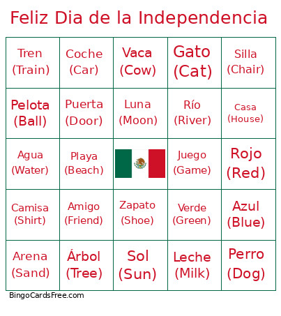 Feliz Dia De La Independencia Bingo Card