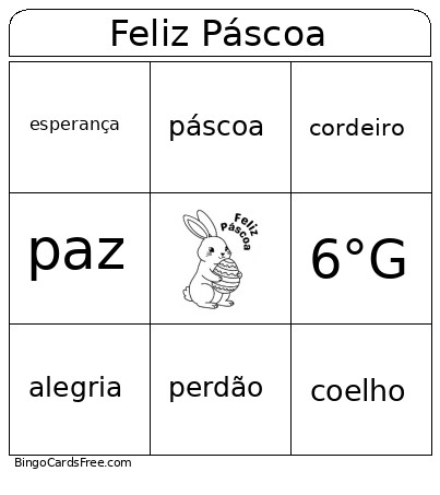Feliz Páscoa Bingo Card