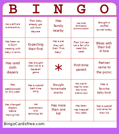 Fellow Parents Bingo Card