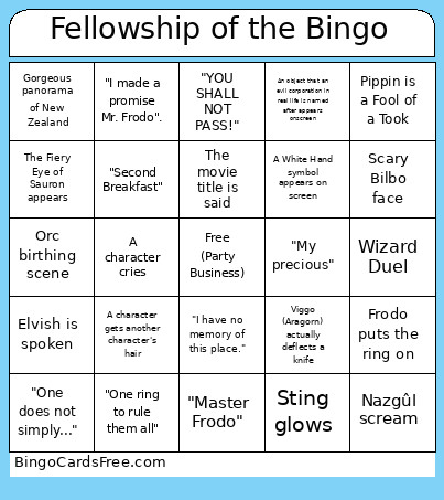 Fellowship Of The Bingo Card