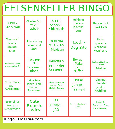 FELSENKELLER Bingo Card