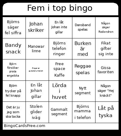 Fem I Top Bingo Card