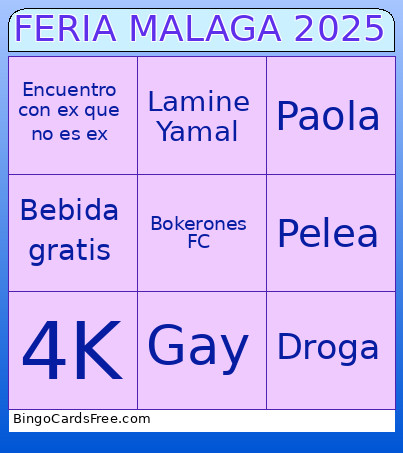 Feria De Málaga 2025 Bingo Card