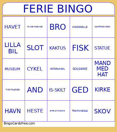 FERIE Bingo Card