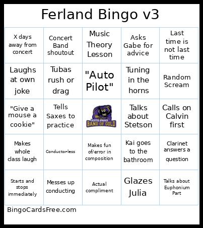 Ferland V3 Bingo Card