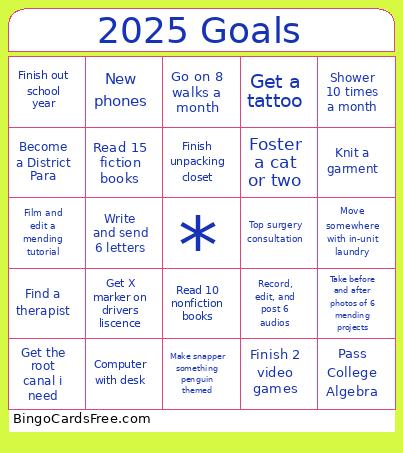 Fern 2025 Goals Bingo Card