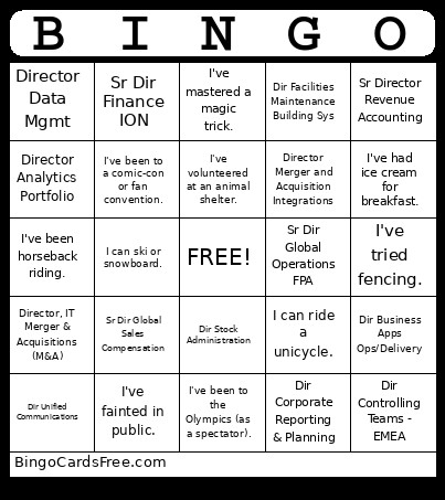 FES Bingo Card