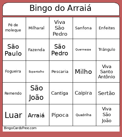 Festa Do Arraiá Bingo Card