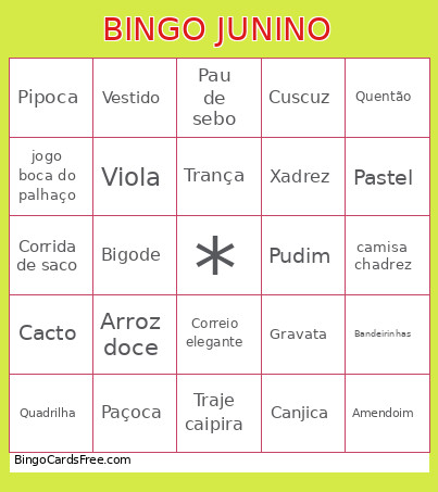 Festa Junina Bingo Card