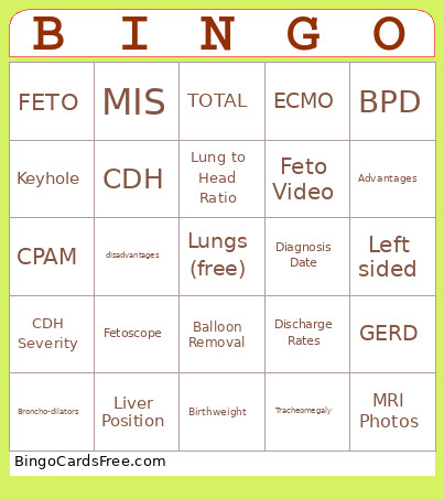 FETO Procedure Bingo Card