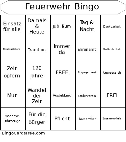 Feuerwehr Bingo Card