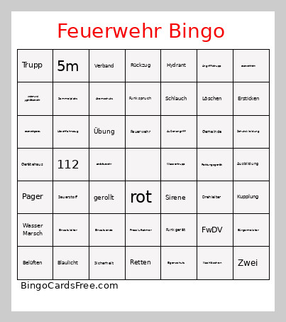 Feuerwehr Bingo Card