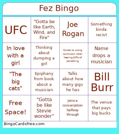 Fez Bingo Card