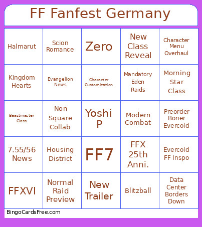 FF Fanfest Germany Bingo Card