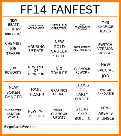 FF14 FANFEST Bingo Card