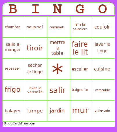 FF201 Bingo Card