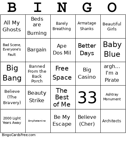 Ffffff Bingo Card