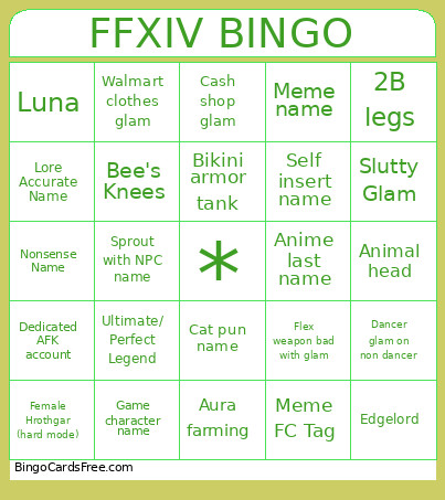 Ffxiv Bingo Card