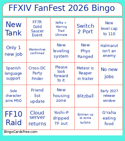 FFXIV FanFest 2026 Bingo Card