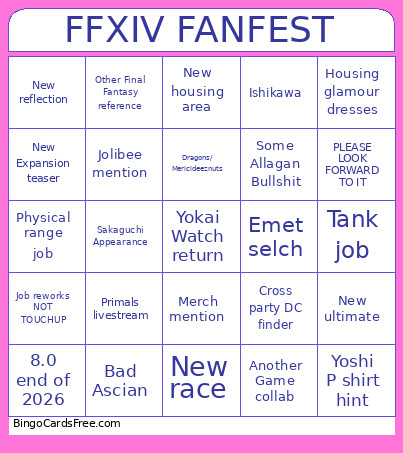 FFXIV FANFEST APRIL 2026 Bingo Card
