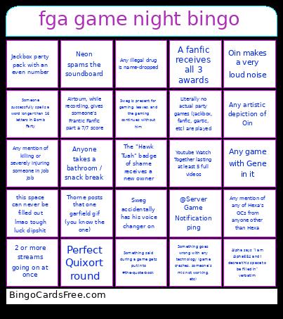 fga game night bingo