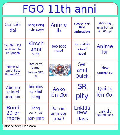 FGO 11th Anni_EX Bingo Card