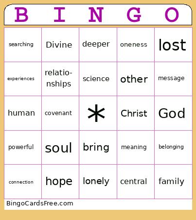 FHE Sister Erickson  Bingo