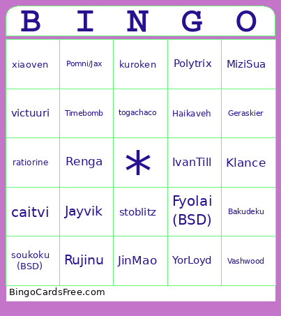Fic Medium Bingo Card