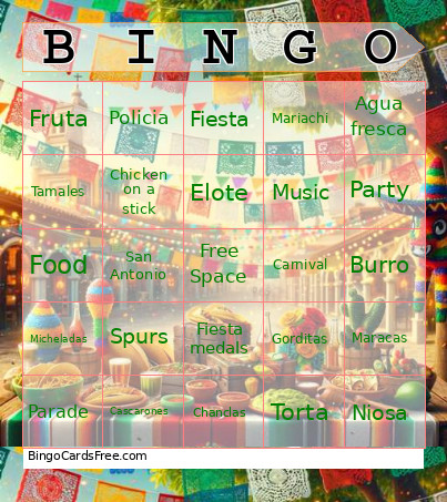 Fiesta Bingo Card