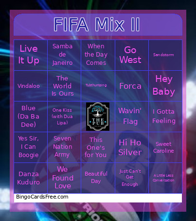 FIFA Mix II Bingo Card
