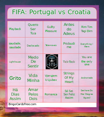 FIFA: Portugal Vs Croatia Bingo Card