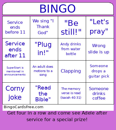Fifth Sunday Bingo Card