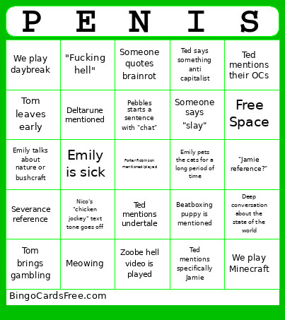 Fig B Bingo Card