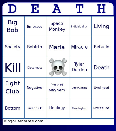 Fight Club! -Death- Bingo Card
