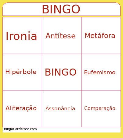 FIGURAS DE LINGUAGEM Bingo Card