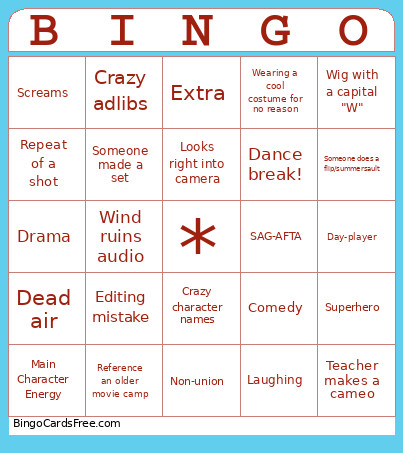 Film Club Bingo Card