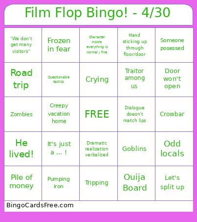 Film Flop ! - 4/30 Bingo Card