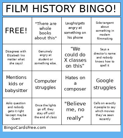 FILM HISTORY ! Bingo Card 2