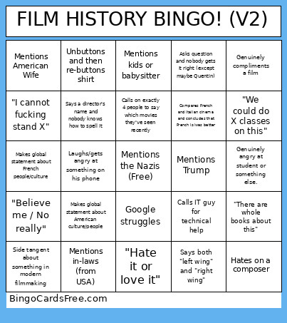 FILM HISTORY (V2.1) Bingo Card