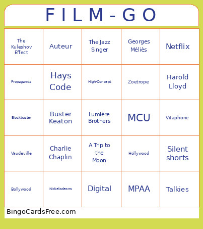 Film History Review Bingo Card