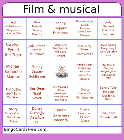 Film & Musical Bingo Card