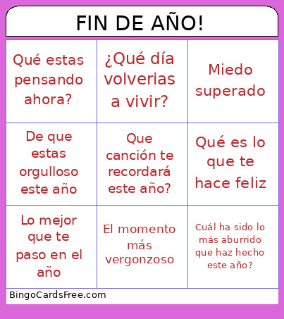 FIN DE AÑO! Bingo Card