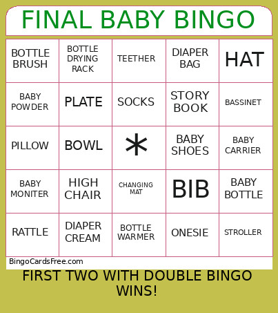 FINAL BABY Bingo Card 2