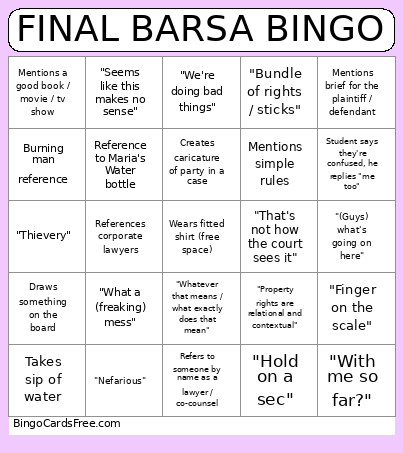 FINAL BARSA Bingo Card