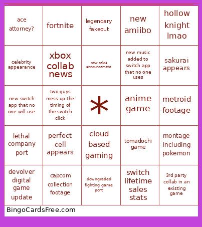 Final Switch Direct Bingo Card