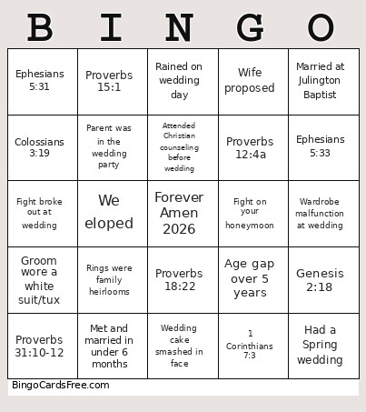Final Version For Marriage Ministry Bingo Card