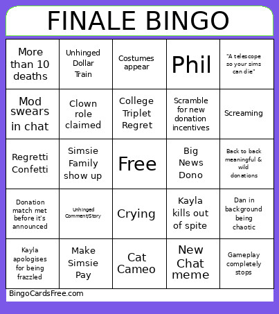 Finale Bingo Card
