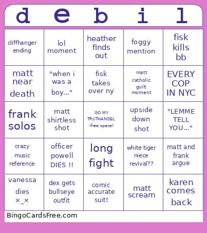 finale predictions Bingo